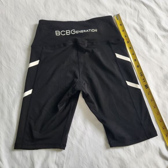 BCBG Generation Size Small Bicycle Shorts High Waist Black White Stripes - Picture 4 of 5